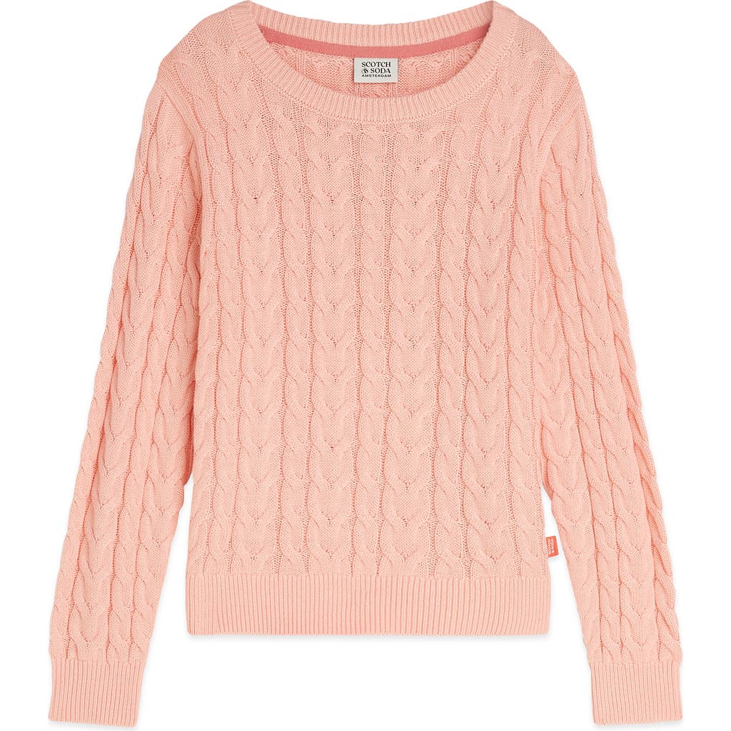 Scotch & Soda Kids' Cable Stitch Sweater In Pink