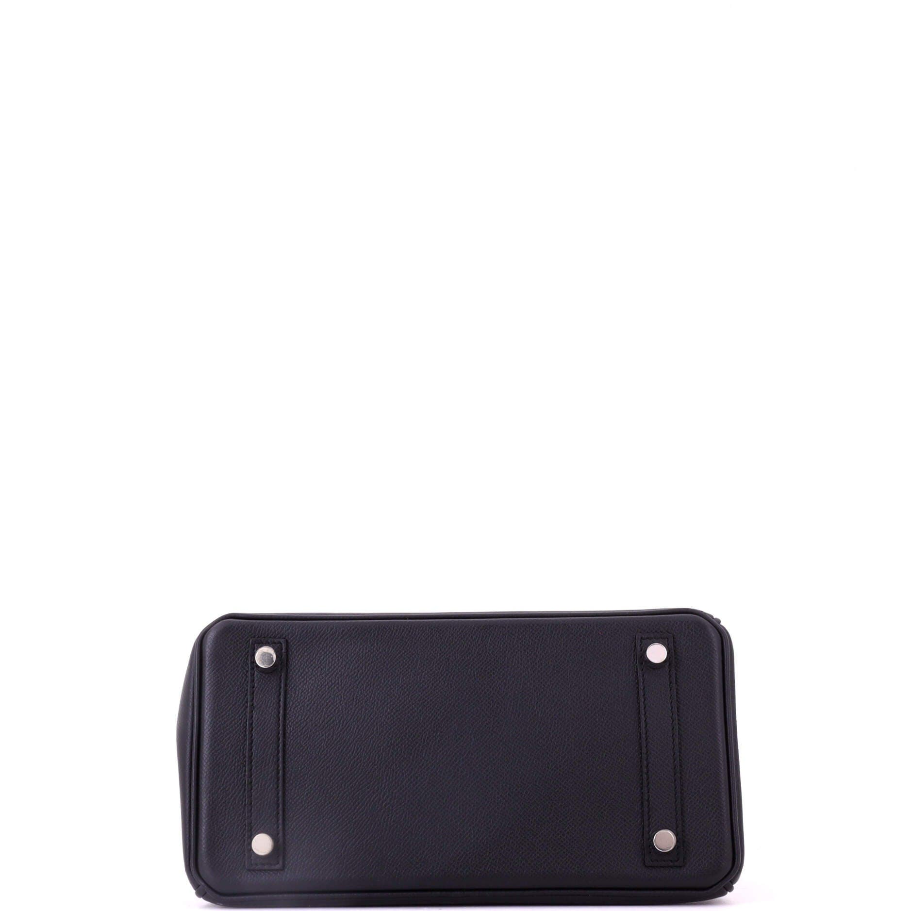 Pre-Owned Hermes Birkin Handbag Black Epsom with Palladium Hardware 25, Alternate, color, Noir