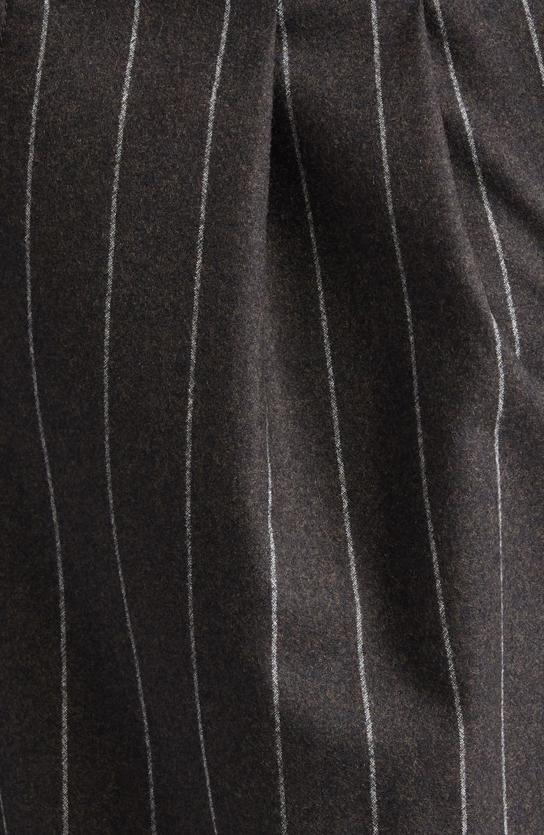 MONSE Double Waistband Pleated Pinstripe Stretch Wool Straight Leg Pants, Alternate, color, Brown
