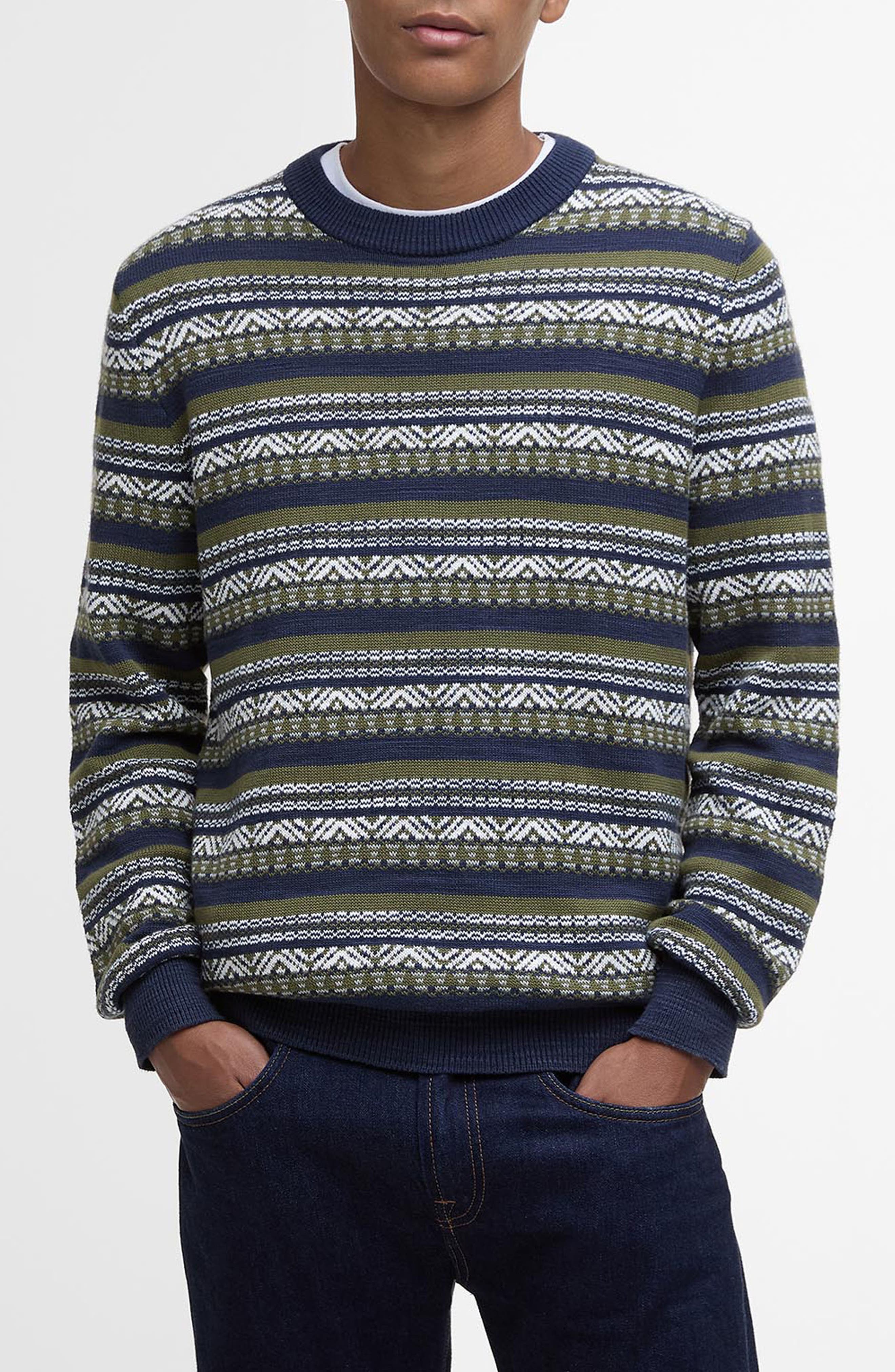 Barbour Topcliffe Patterned Knit Sweater In Blue