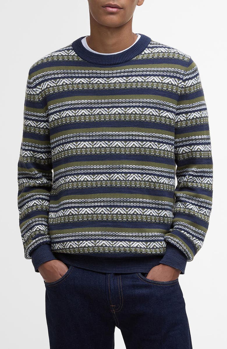 Barbour Topcliffe Fair Isle Sweater, Main, color, Navy