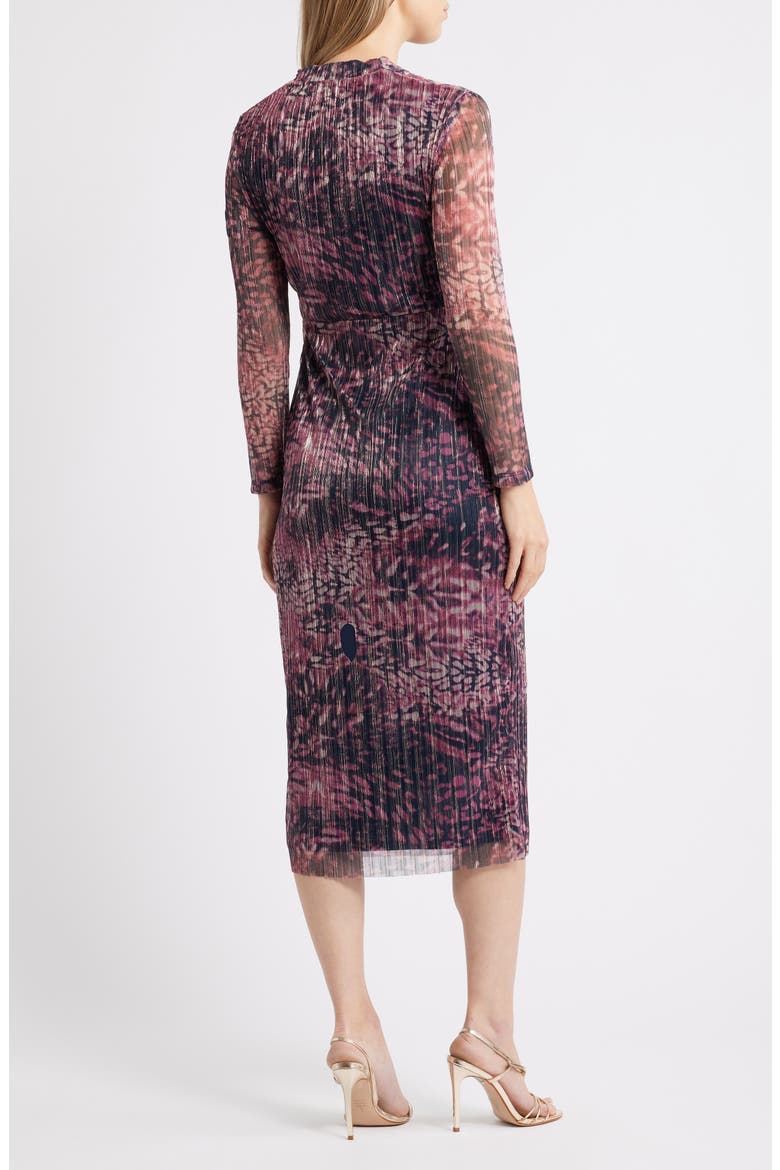 Floral Metallic Stripe Long Sleeve Midi Dress, Alternate, color, LOTUS PINK MULTI