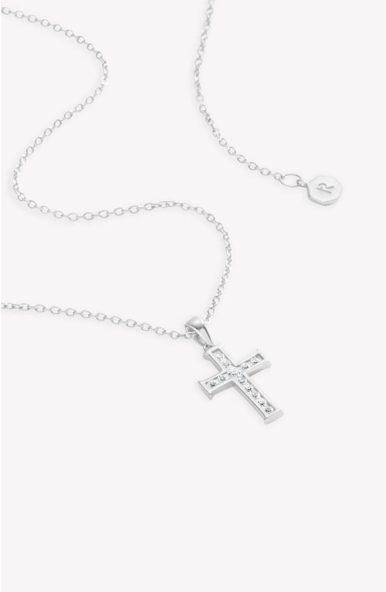 Rizen Jewelry Luminous Cross Pendant Necklace, Alternate, color, Sterling Silver