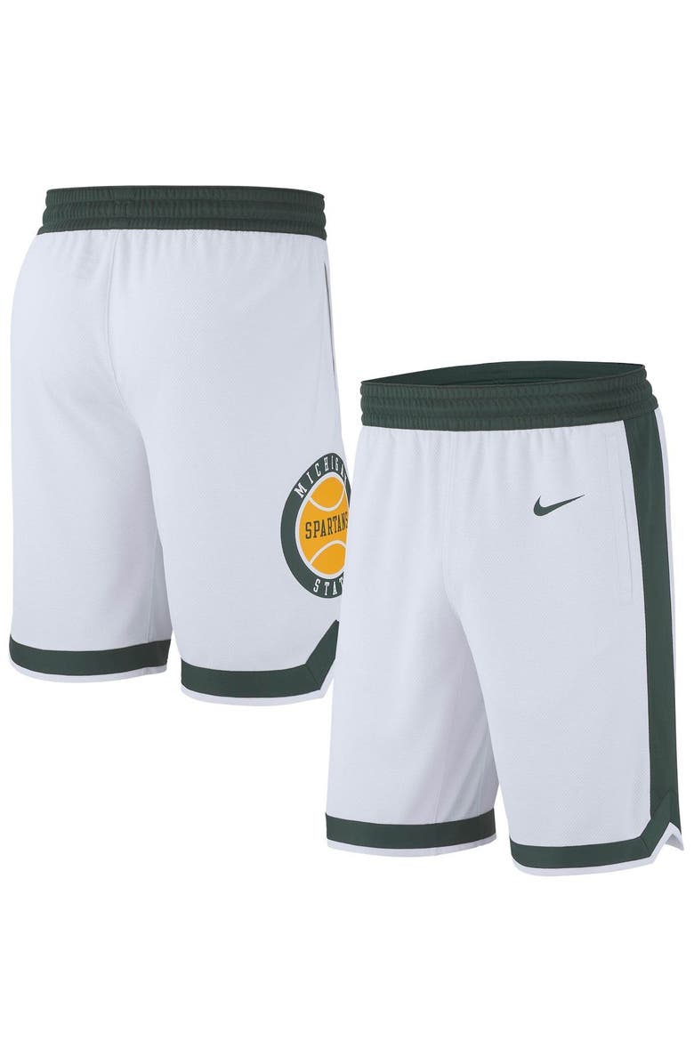 Nike Men's Nike White Michigan State Spartans Retro Replica Basketball Shorts, Main, color, White
