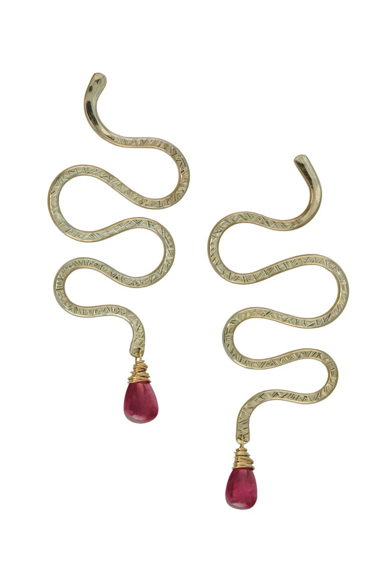 Serpent Ruby Earrings, Main, color, 14K Gold Filled