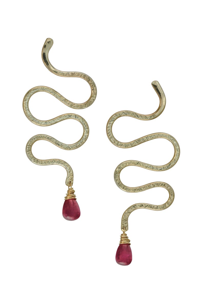 ALBISIA Serpent Ruby Earrings, Main, color, 14K Gold Filled