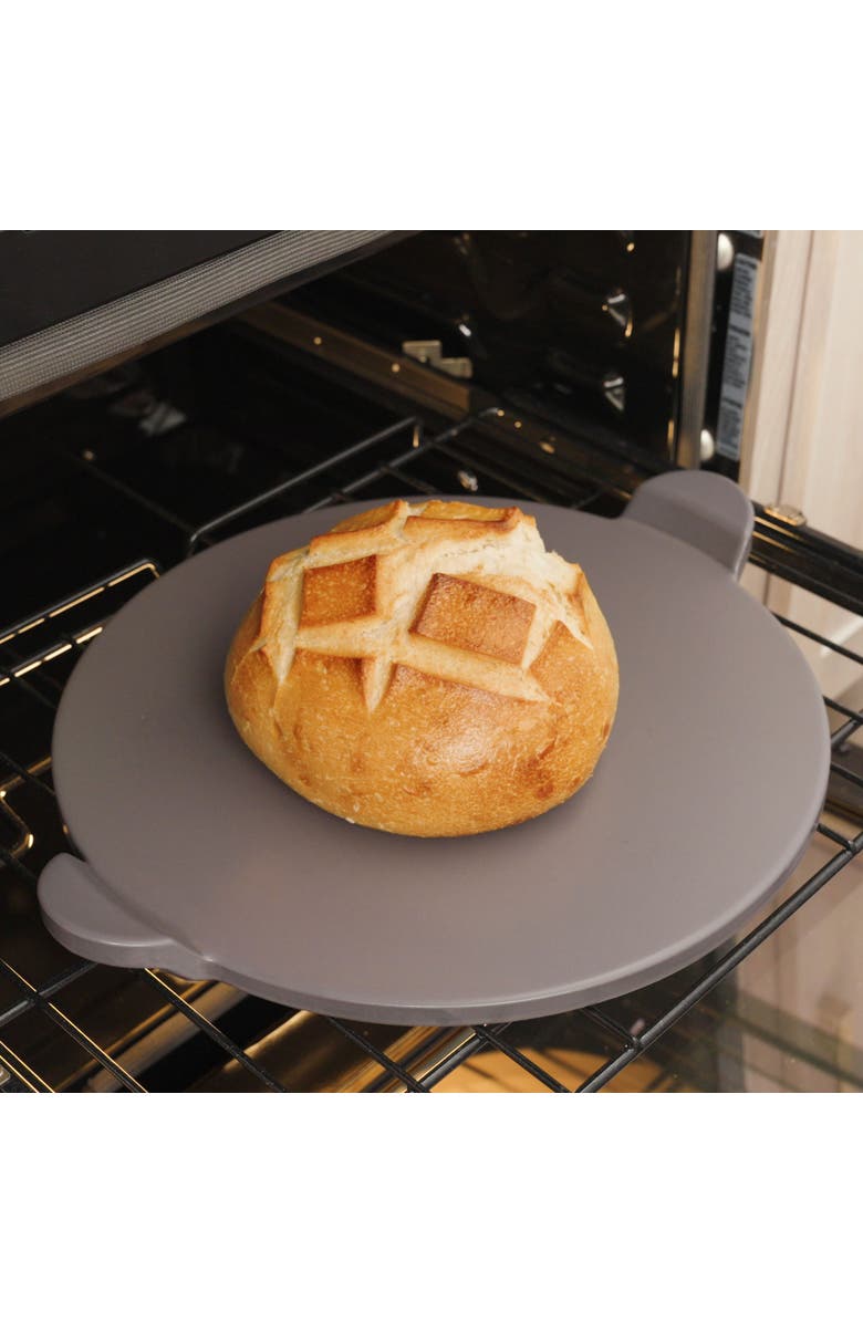 Old Stone Glazed Cordierite Pizza Stone With Handles, 13-Inch, Alternate, color, Grey