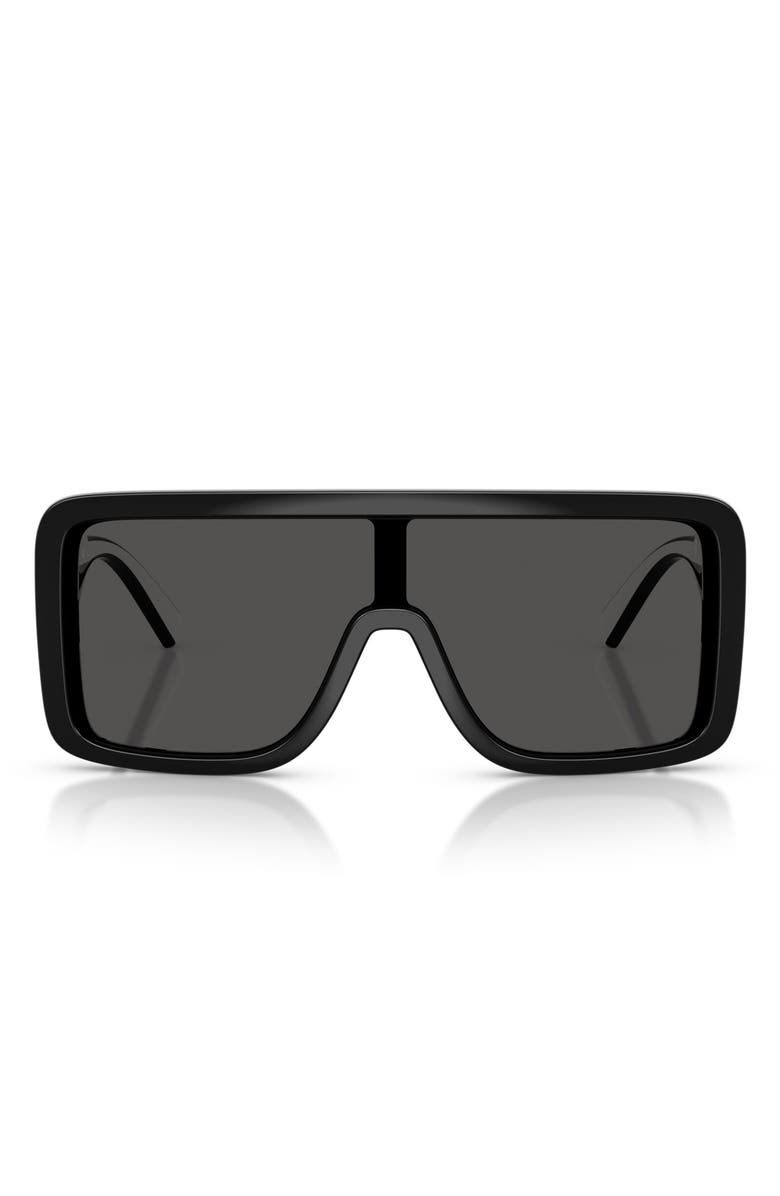 Dolce&Gabbana 134mm Rectangular Shield Sunglasses, Main, color, Black / Dark Grey