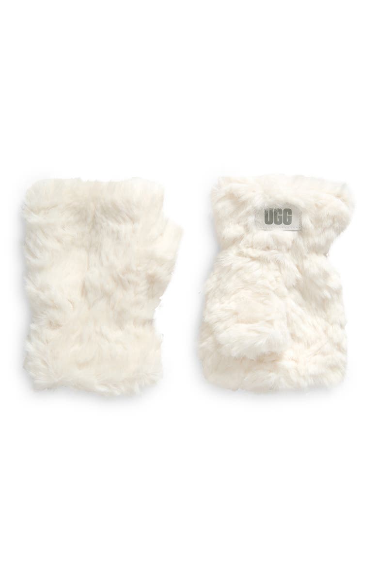 Faux Fur Fingerless Gloves, Main, color, NIMBUS