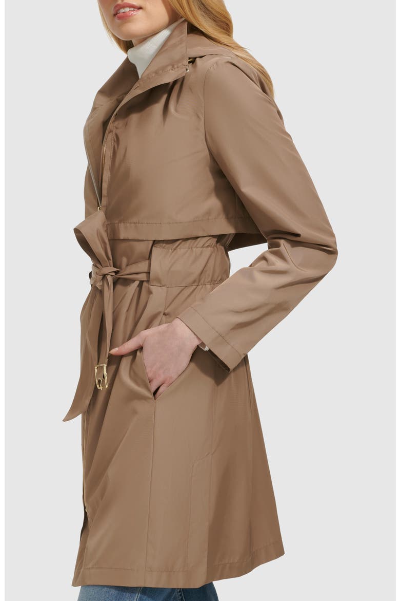 Belted Travel Packable Hooded Rain Jacket, Alternate, color, CHAMPAGNE