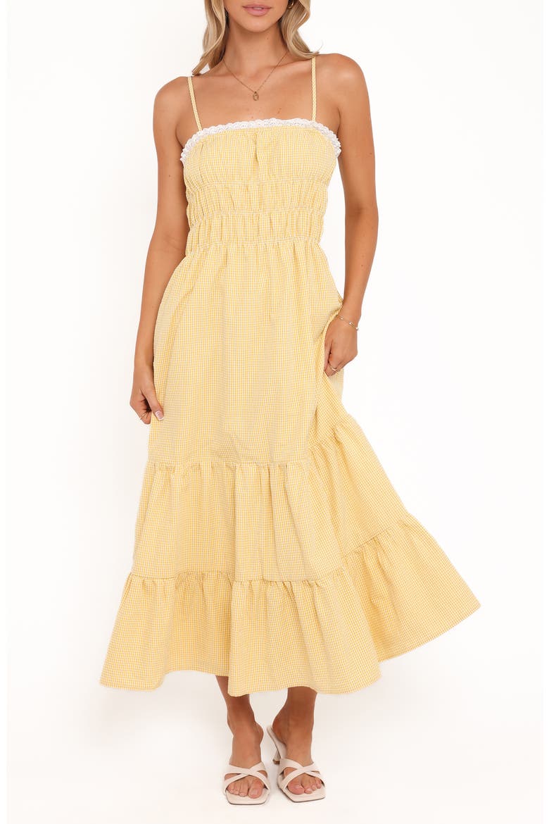 Bernadine Cotton Blend Gingham Maxi Dress, Main, color, MANGO