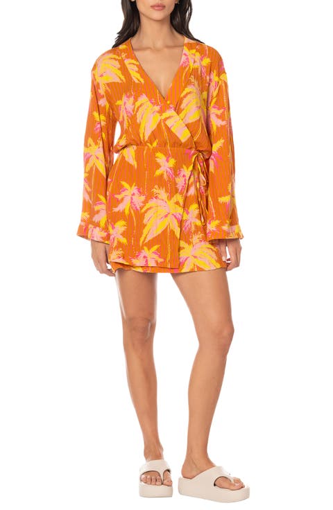 Sunkissed Shore Zaira Long Sleeve Cover-Up Wrap Dress