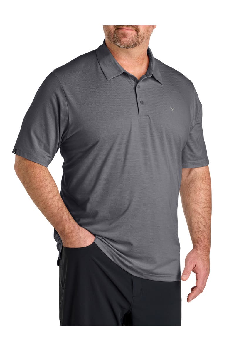 Callaway Big & Tall Heathered Jacquard Polo Shirt, Main, color, Black Heather