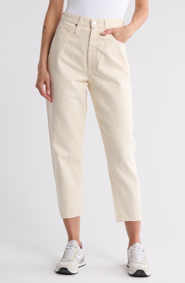 AG Renn High Waist Crop Barrel Leg Pants, Main, color, Ecru Dunes