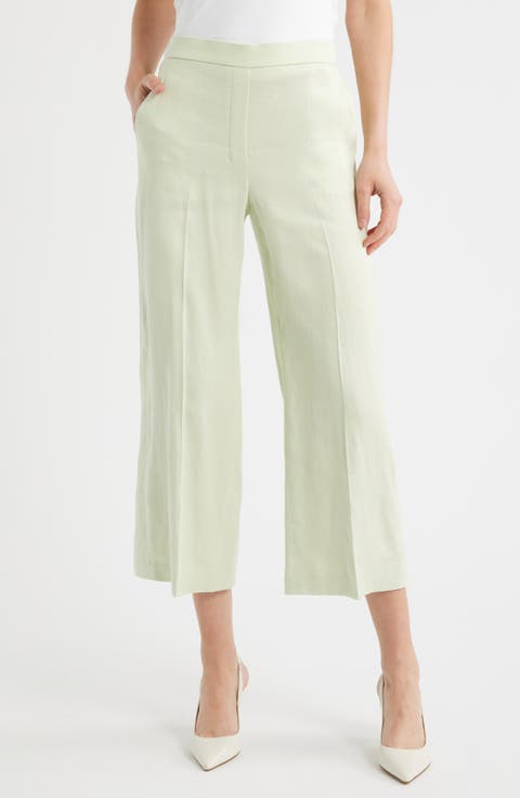Pull-On Linen Blend Wide Leg Pants