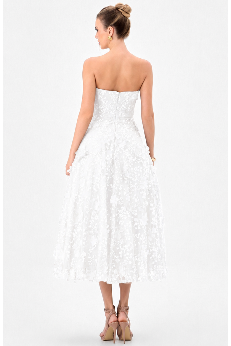Adela Sweetheart Petal Midi, Alternate, color, WHITE
