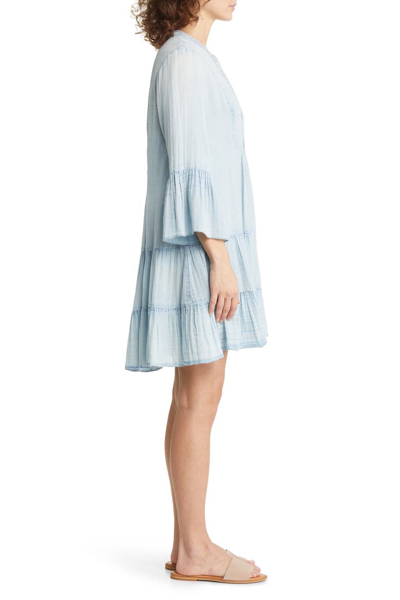 Kasey Organic Cotton Tiered Dress, Alternate, color, LIGHT INDIGO WASH