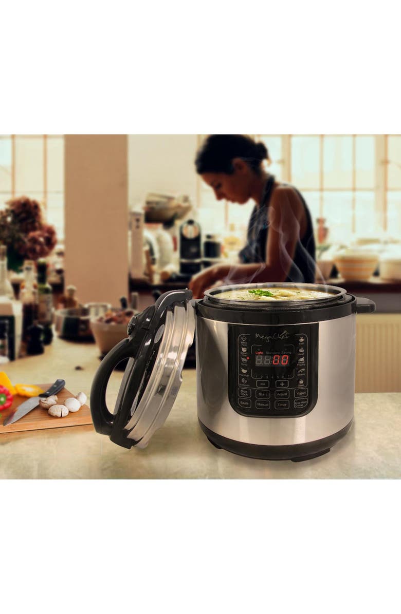 Megachef 8 Quart Digital Pressure Cooker with 13 Pre-set Multi Function Features, Alternate, color, Grey