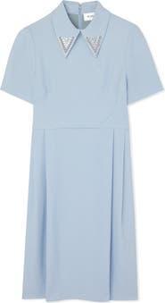 ST. JOHN Embellished Point Collar A-Line Dress