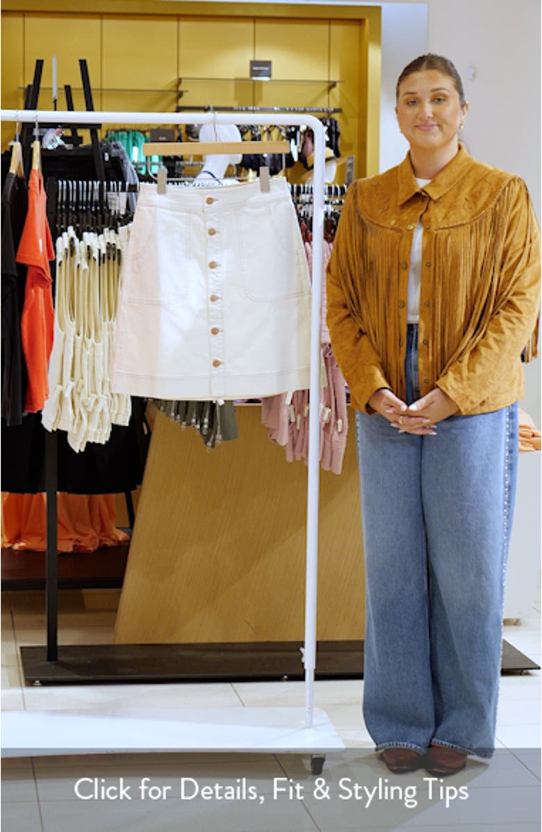 High Waist A-Line Denim Utility Skirt, sales video thumbnail