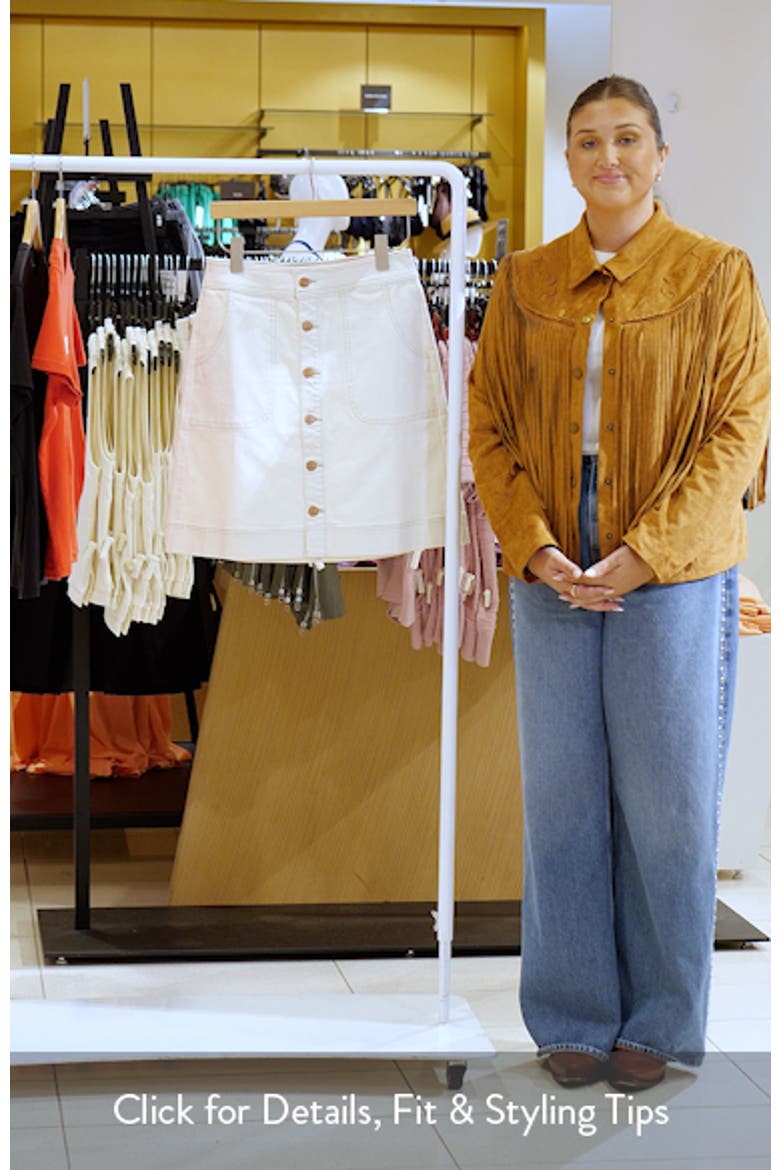 High Waist A-Line Denim Utility Skirt video