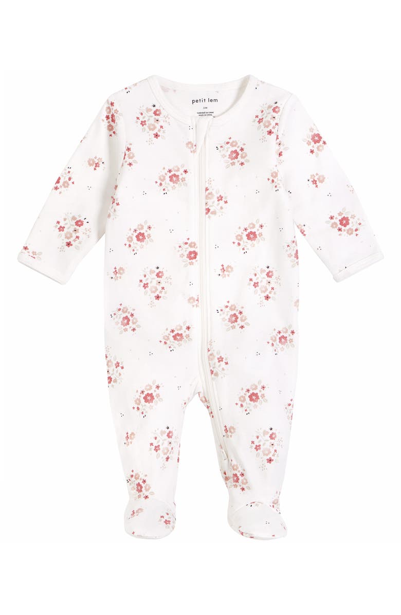 Petit Lem Floral Organic Cotton Footie, Main, color, 