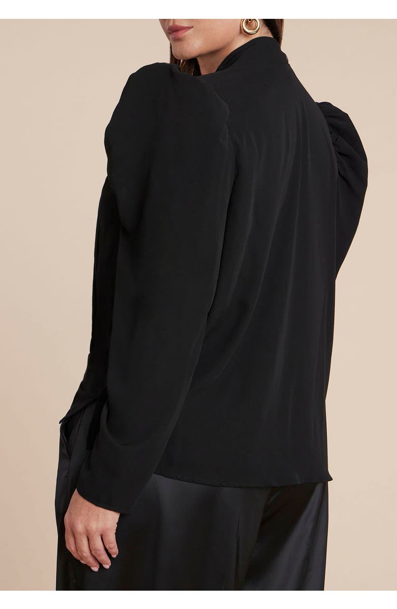 ELOQUII Drape Front Blouse, Alternate, color, Totally Black