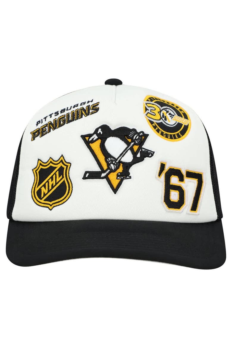 Men's Mitchell & Ness White/Black Pittsburgh Penguins Gridlock Trucker Adjustable Hat, Alternate, color, White