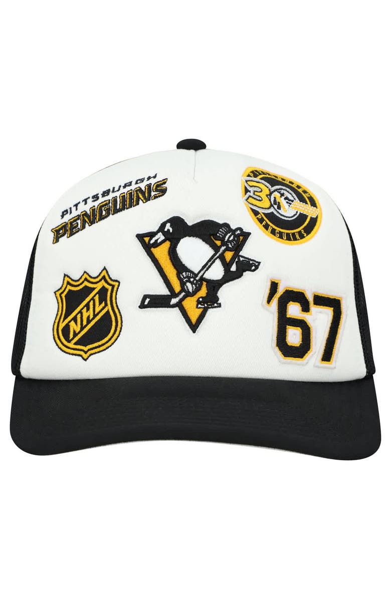 Mitchell & Ness Men's Mitchell & Ness White/Black Pittsburgh Penguins Gridlock Trucker Adjustable Hat, Alternate, color, White