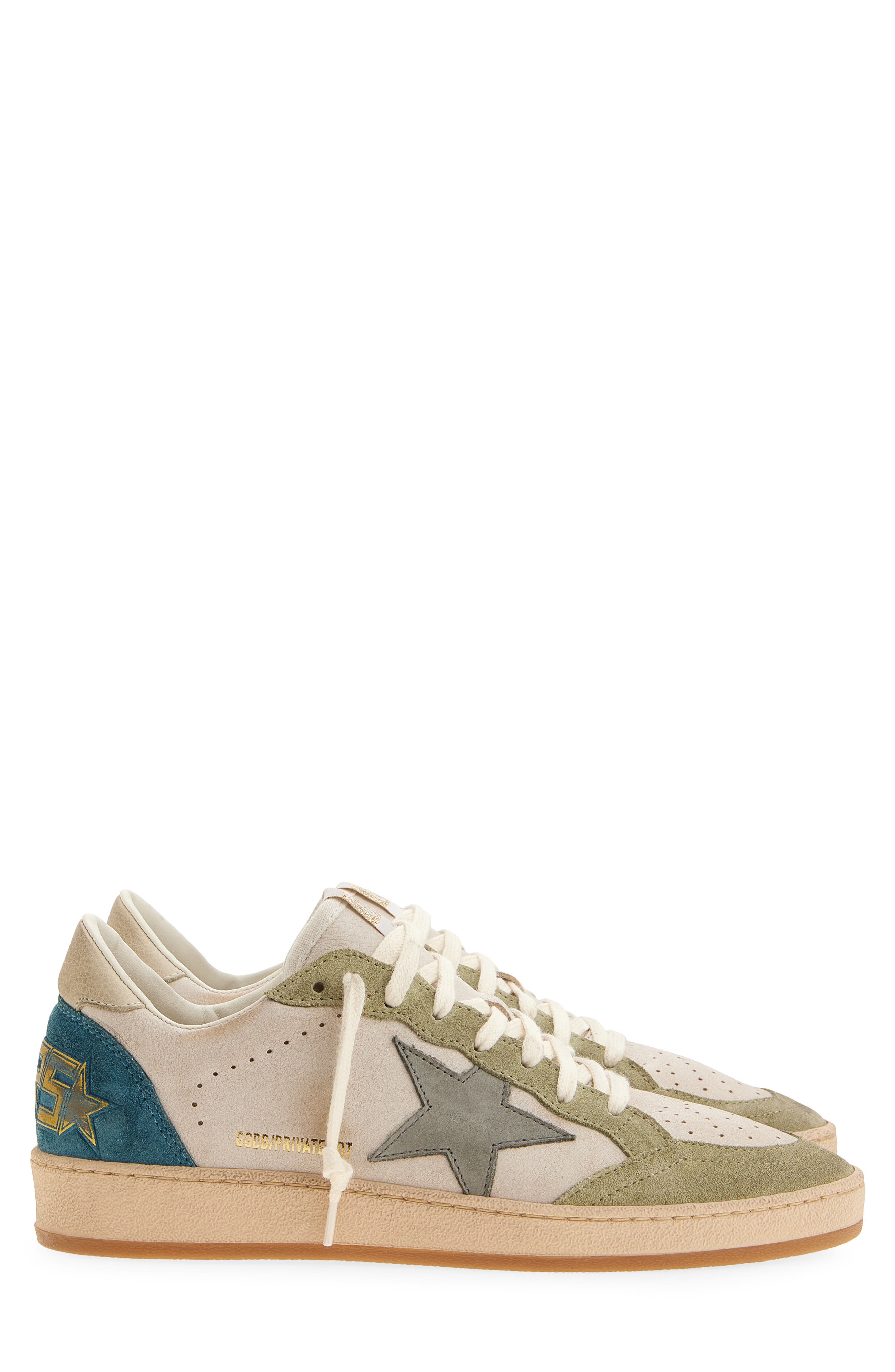 Golden Goose Ball Star Low Top Sneaker, Alternate, color, White/ Sage Green/ Blue
