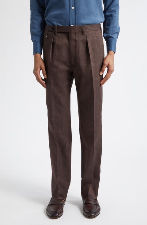 Waverly Single Pleat Tapered Cotton & Linen Trousers