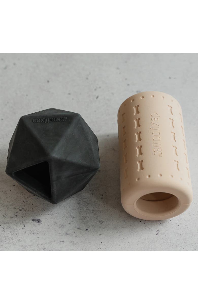 Dexypaws Power Duo Set, Geometric Kong and Cylinder 2 Piece Dog Chew Toys, Alternate, color, Multicolored