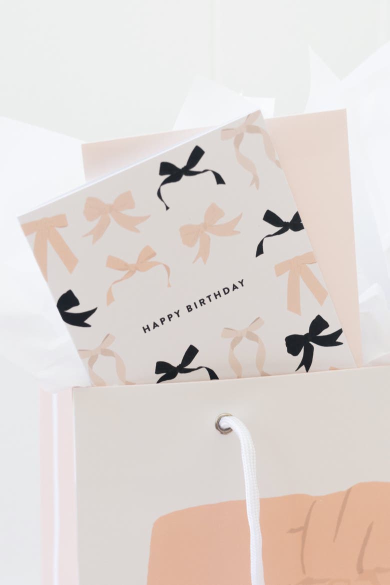 Bow Gift Bag & Card Set, Alternate, color, Pink Bow