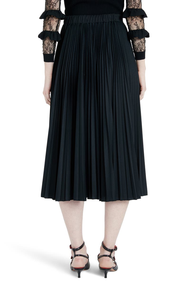 Valentino VLOGO Pleated Jersey Midi Skirt, Alternate, color,