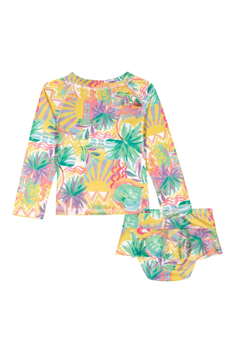 Kids' Rashguard Top & Bikini Bottoms Set, Alternate, color, GREEN MULTI