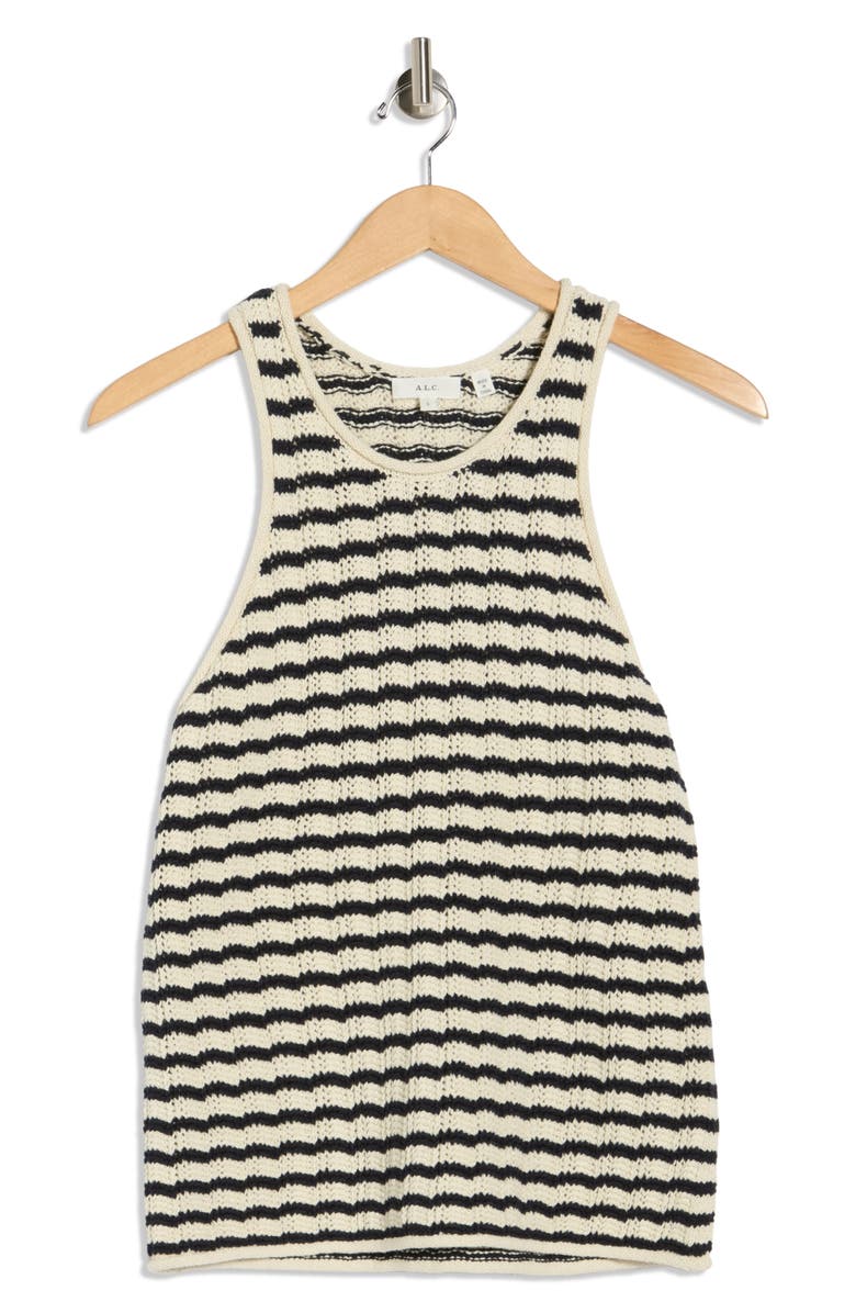 A.L.C. Nelly Stripe Pointelle Stitch Tank, Alternate, color, Parchment/ Navy Stripe