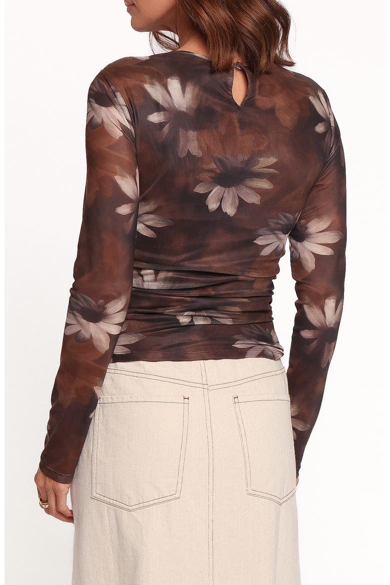 Sayber Floral Mesh Top, Alternate, color, BROWN FLORAL