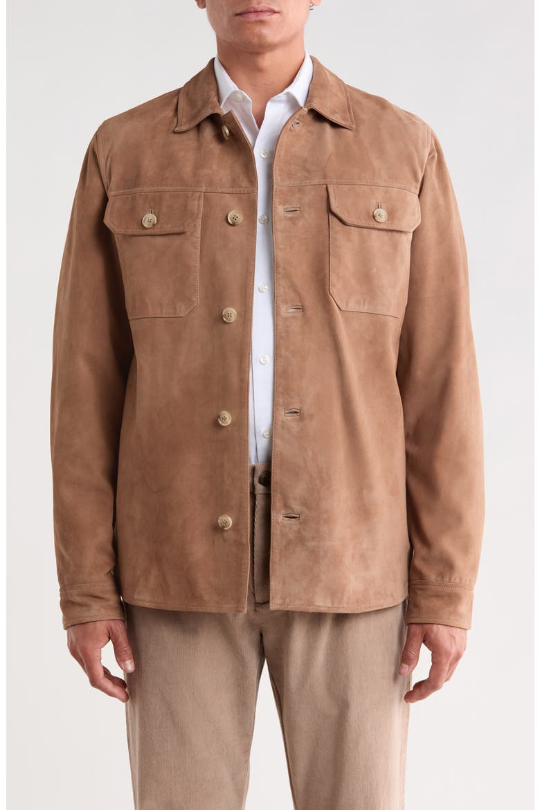 Suede Shirt Jacket, Main, color, GREY FUNGI