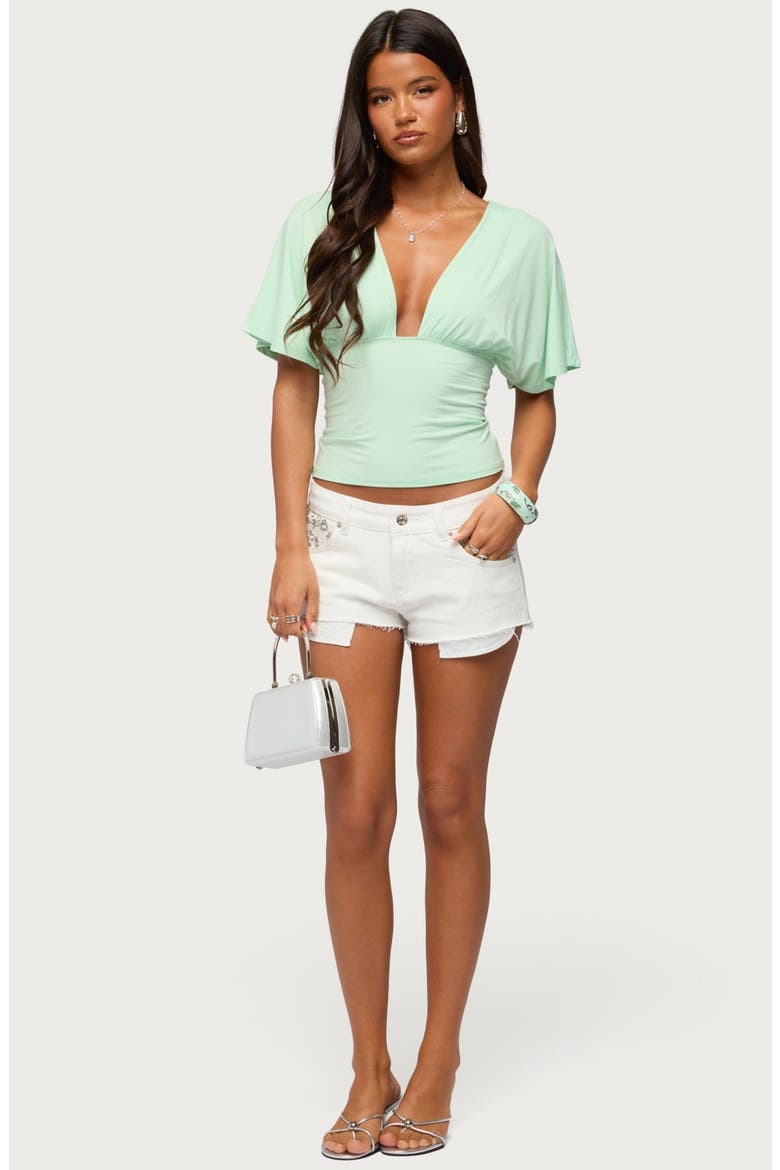 Gia Gem Low Rise Micro Denim Shorts, Alternate, color, WHITE