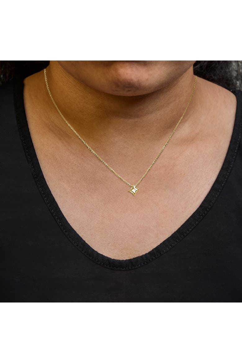 10K Gold 1/5 Cttw Bezel Set Princess Diamond Kite Shaped Solitaire Pendent Necklace, Alternate, color, Yellow