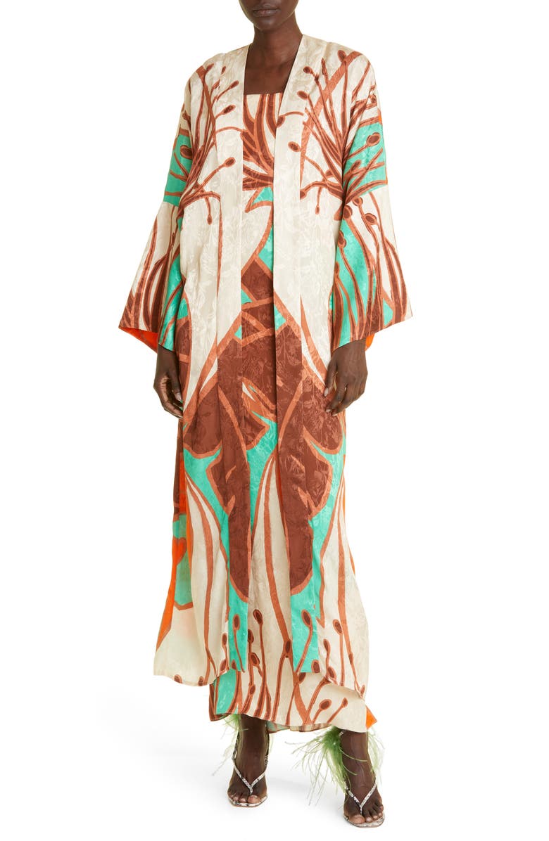 Johanna Ortiz Tropical Pea Romance Floral Jacquard Duster, Main, color, 