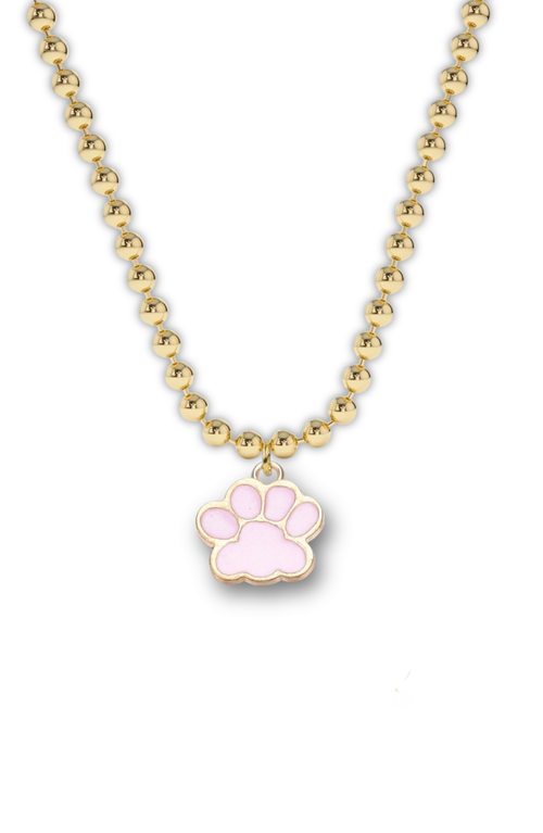 Little Miss Zoe Paw Charm Necklace In Pink
