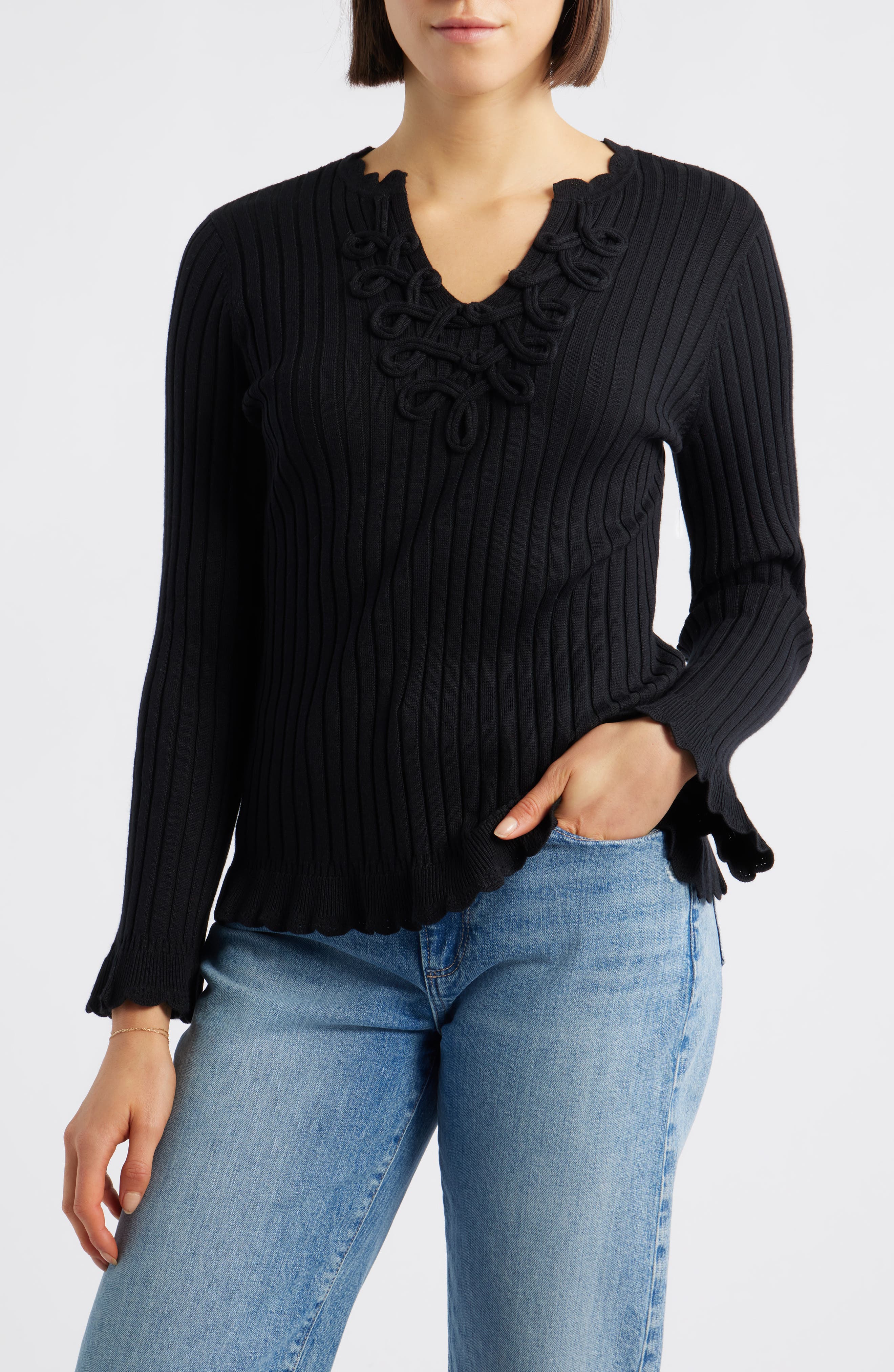 Wit & Wisdom Soutache Rib Sweater
