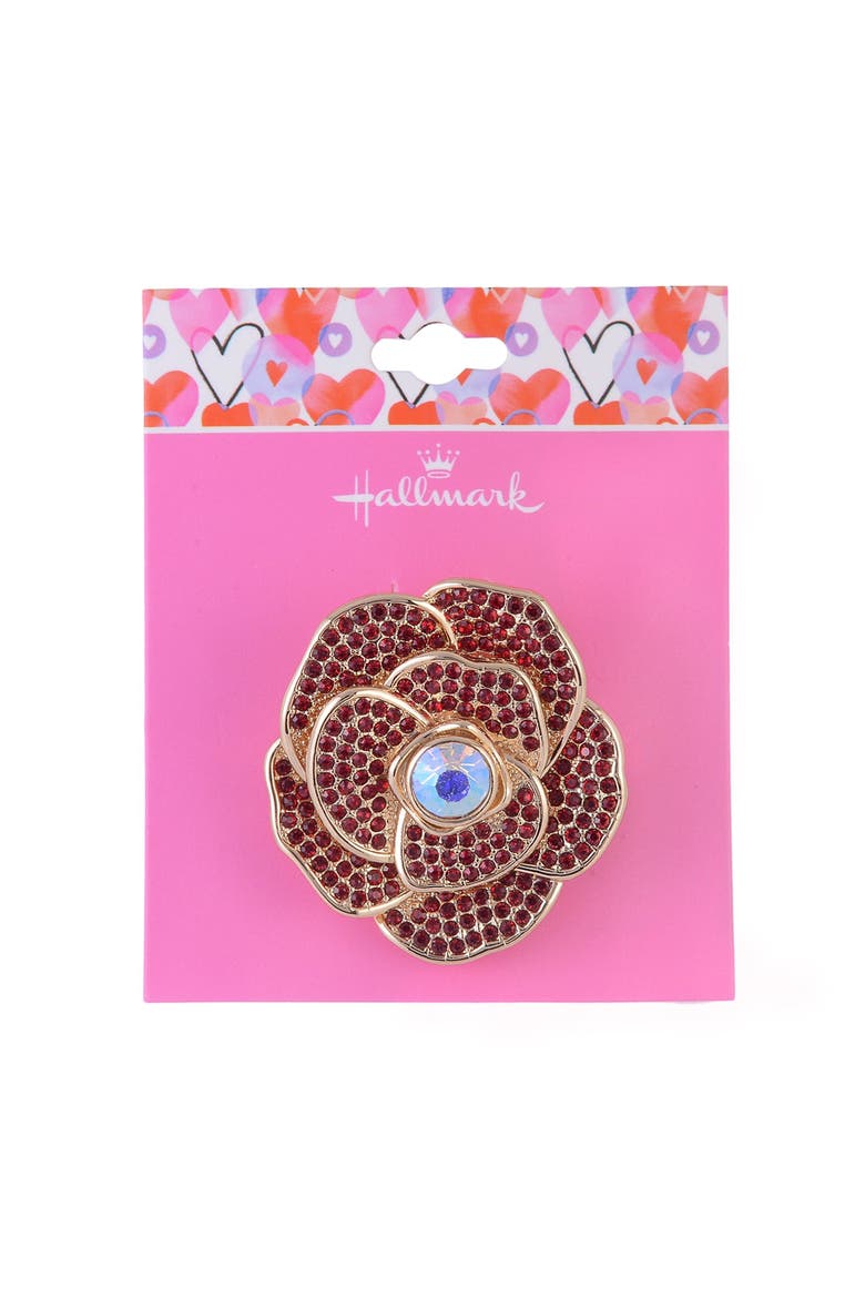 Red Stone Rose Pin, Alternate, color, Red