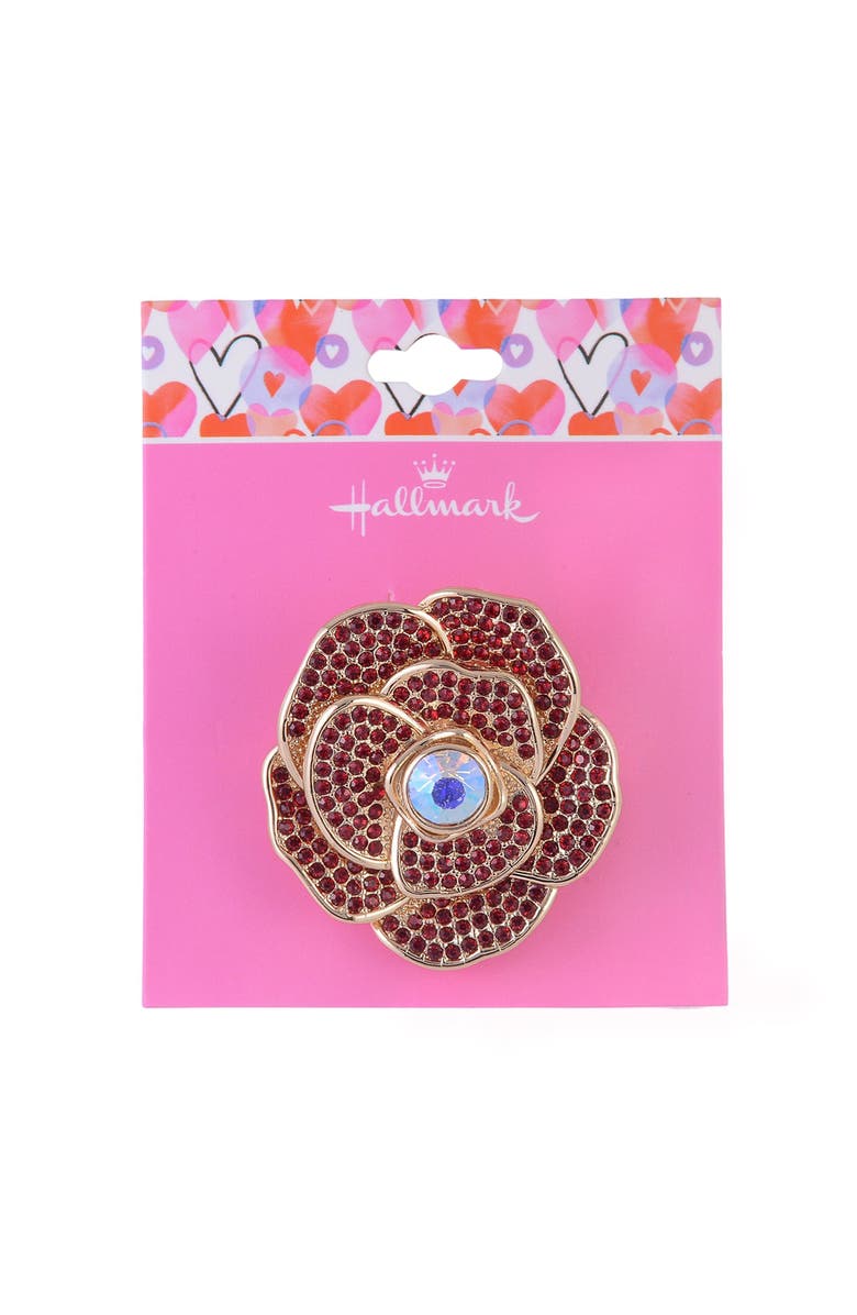Hallmark Red Stone Rose Pin, Alternate, color, Red