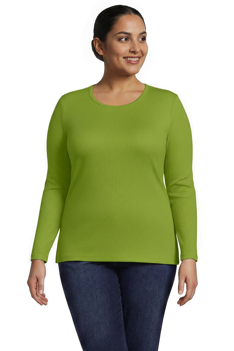 Plus Size Long Sleeve Micro Rib T-Shirt, Main, color, Winter Pear