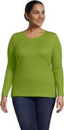 Lands' End Plus Size Long Sleeve Micro Rib T-Shirt