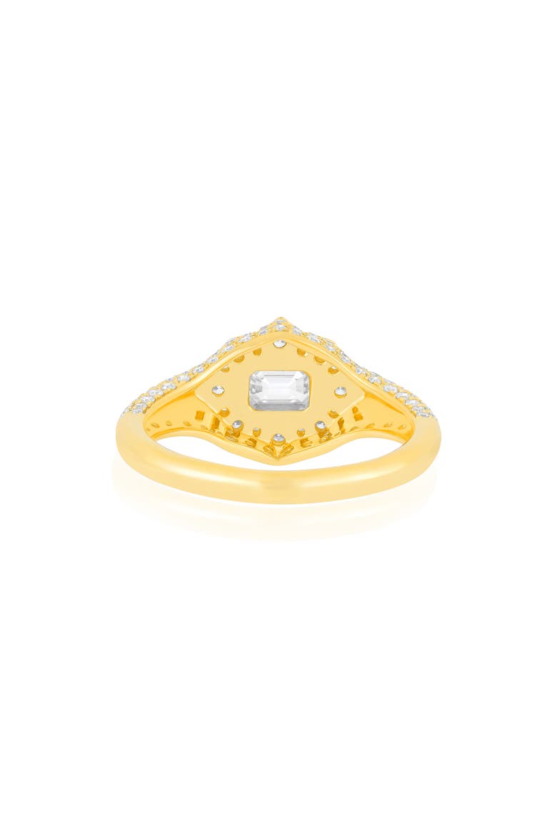 Daphne Emerald Cut Pavé Diamond Ring, Alternate, color, GOLD