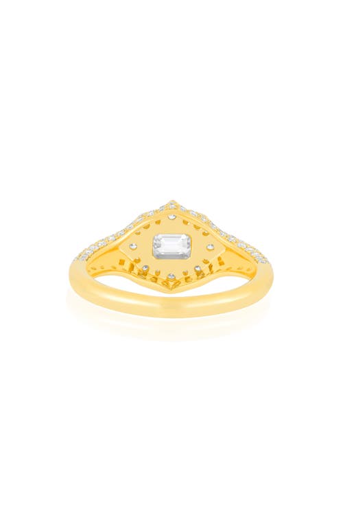 Ef Collection Daphne Emerald Cut Pavé Diamond Ring In Gold