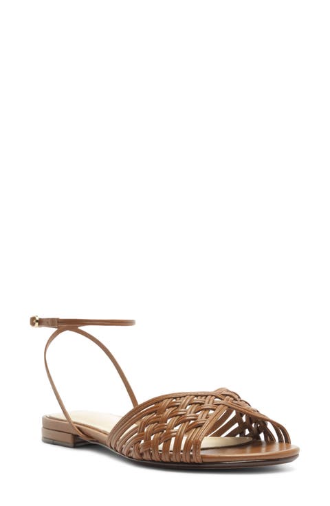 Lilian Woven Flat Ankle Strap Sandal (Women)